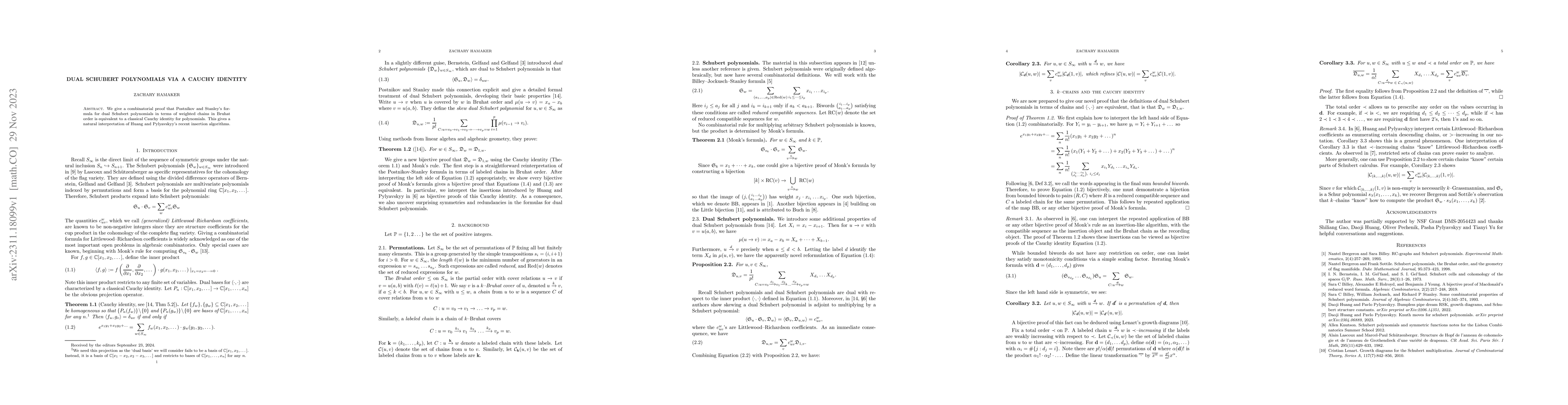 Thumbnail for Dual Schubert polynomials via a Cauchy identity