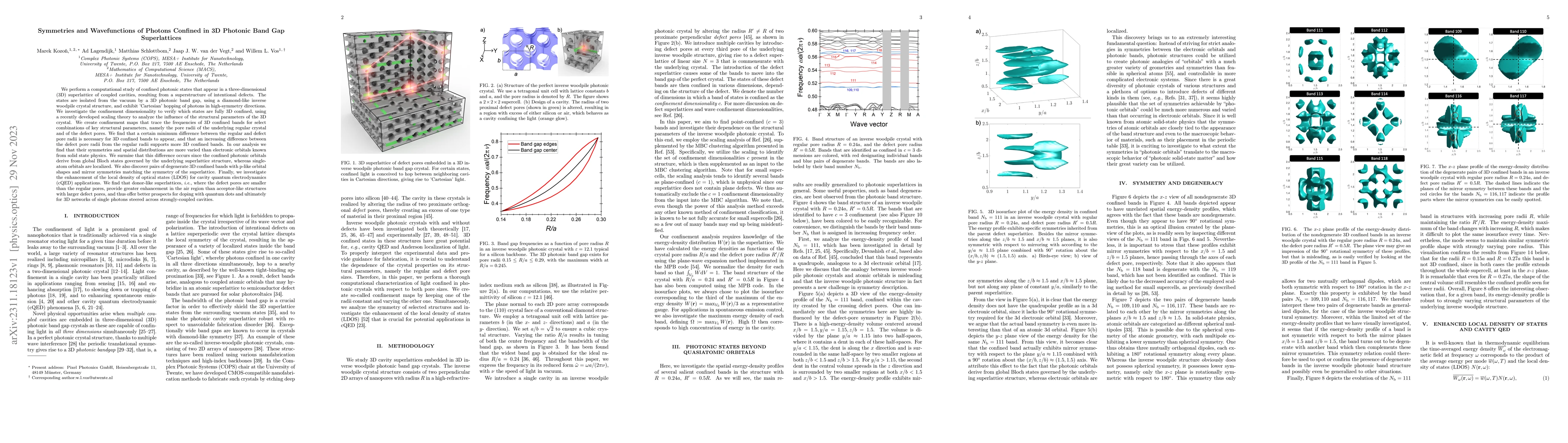 Thumbnail for Symmetries and Wavefunctions of Photons Confined in 3D Photonic Band Gap
  Superlattices