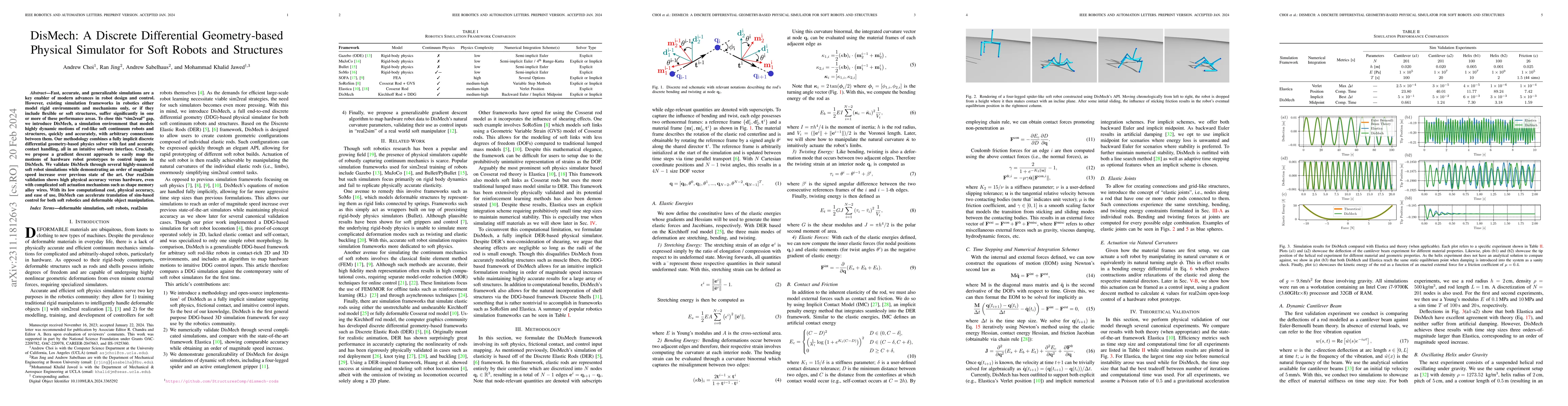 Thumbnail for DisMech: A Discrete Differential Geometry-based Physical Simulator for
  Soft Robots and Structures