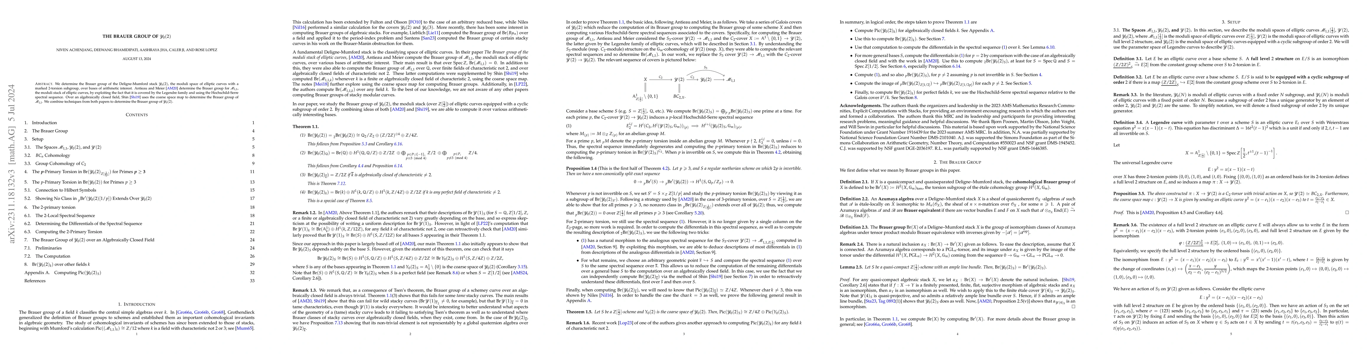 Thumbnail for The Brauer Group of $\mathscr{Y}_0(2)$