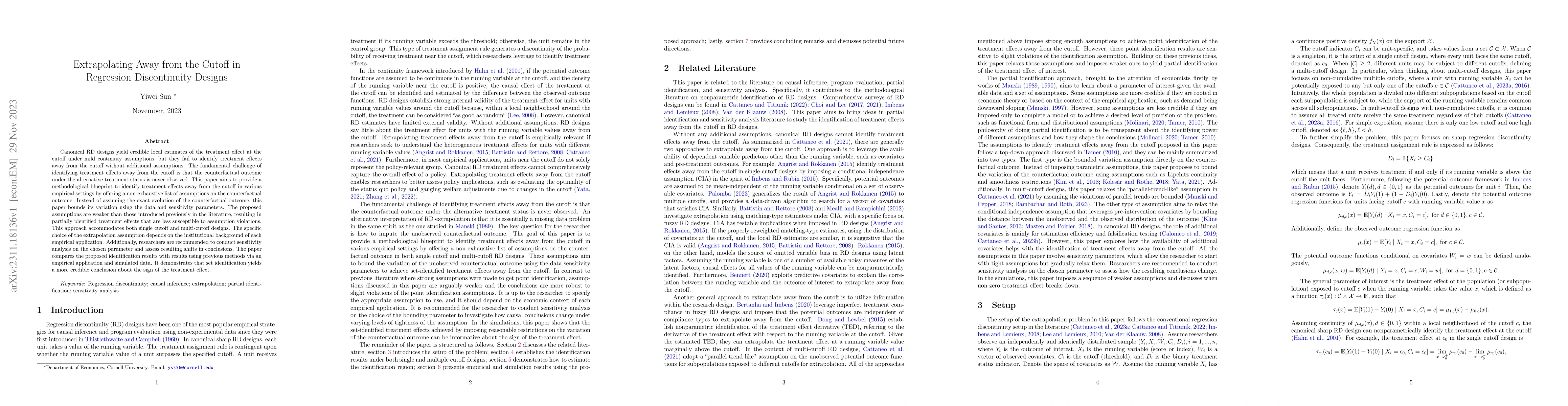 Thumbnail for Extrapolating Away from the Cutoff in Regression Discontinuity Designs