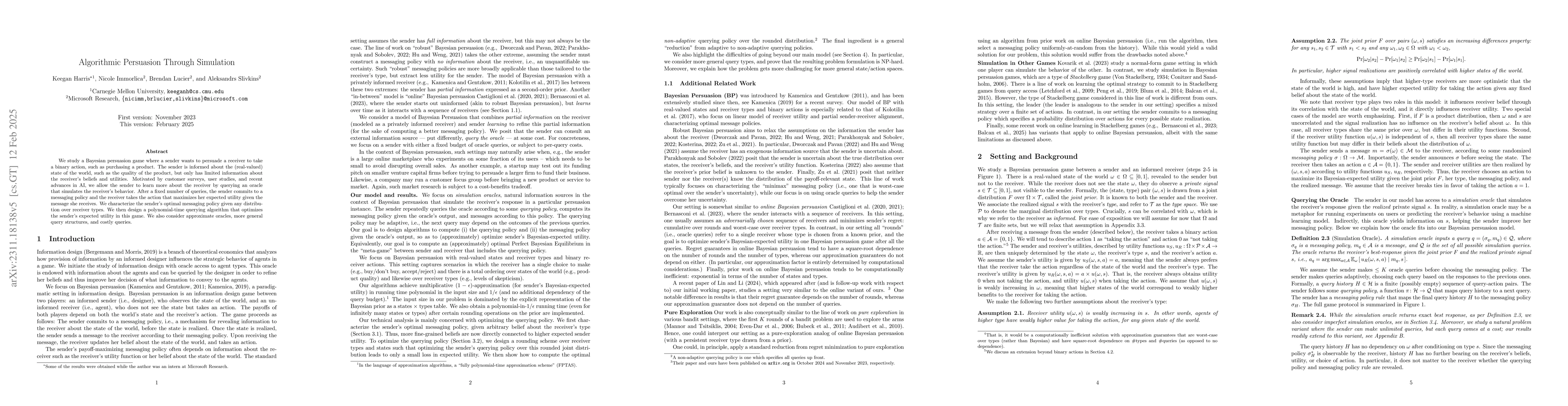 Thumbnail for Algorithmic Persuasion Through Simulation