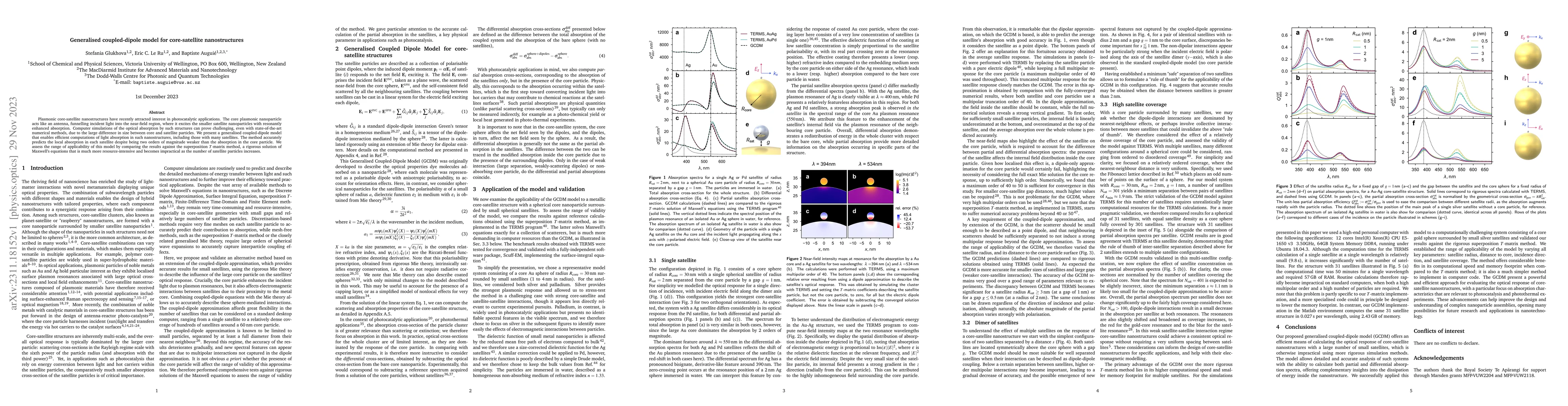 Thumbnail for Generalised coupled-dipole model for core-satellite nanostructures