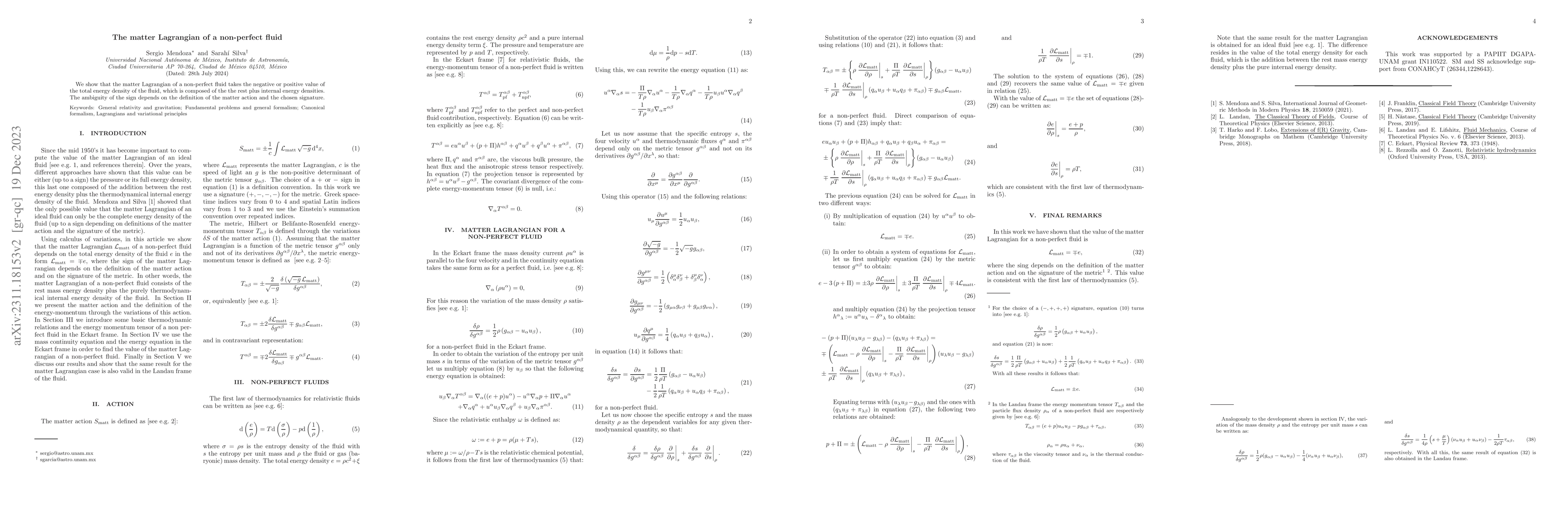 Thumbnail for The matter Lagrangian of a non-perfect fluid