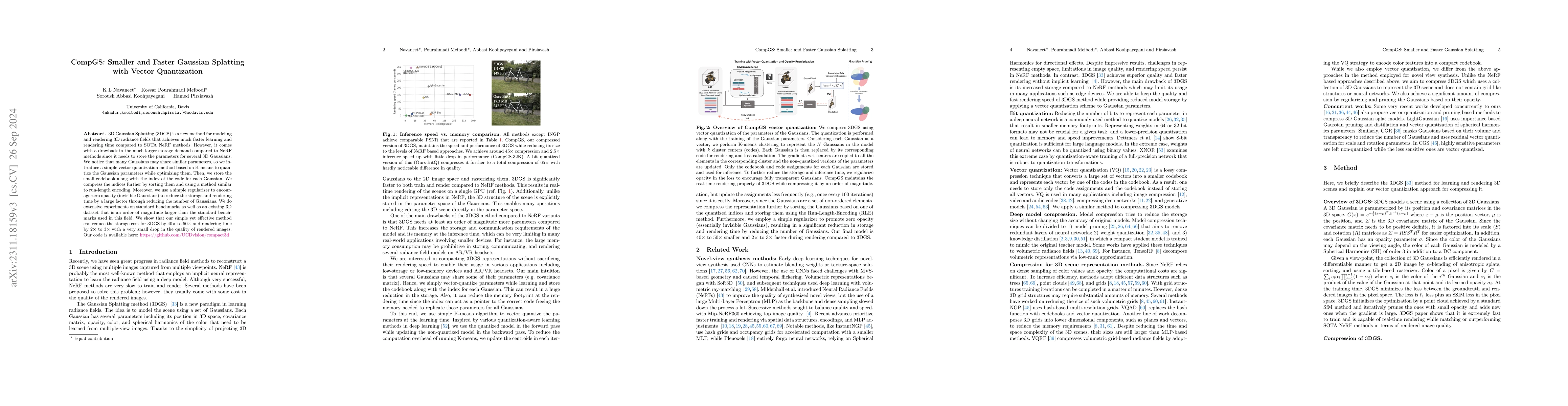 Thumbnail for Compact3D: Smaller and Faster Gaussian Splatting with Vector
  Quantization