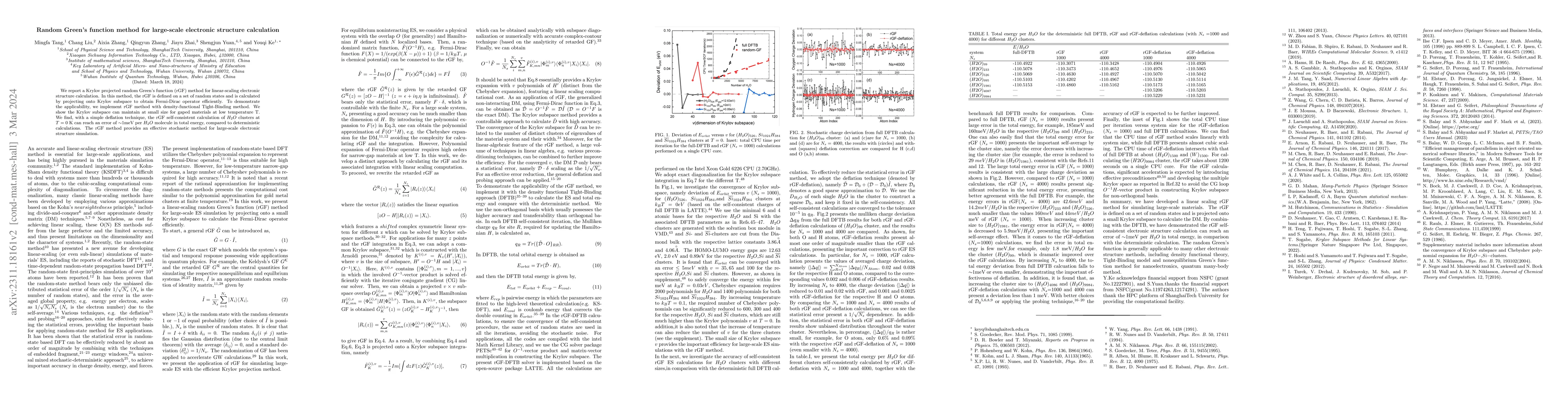 Thumbnail for Random Green's function method for large-scale electronic structure
  calculation