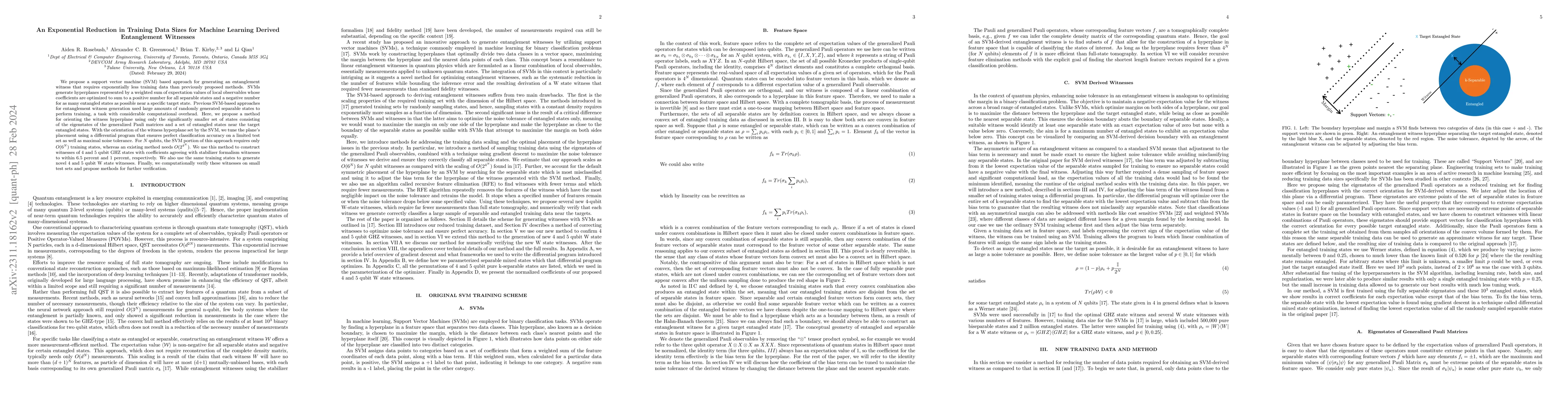 Thumbnail for An Exponential Reduction in Training Data Sizes for Machine Learning
  Derived Entanglement Witnesses