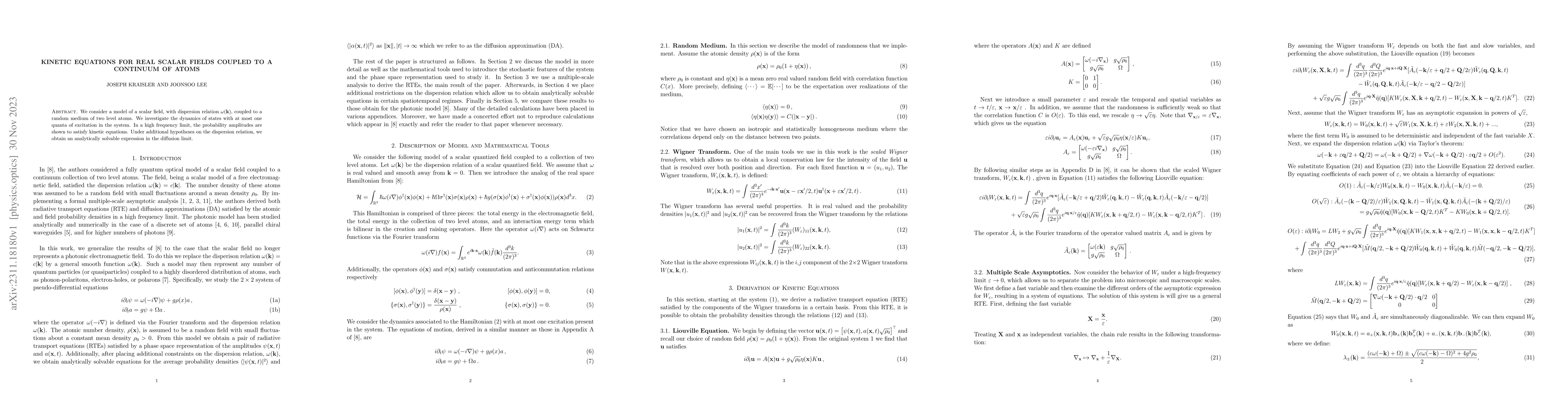 Thumbnail for Kinetic equations for real scalar fields coupled to a continuum of atoms