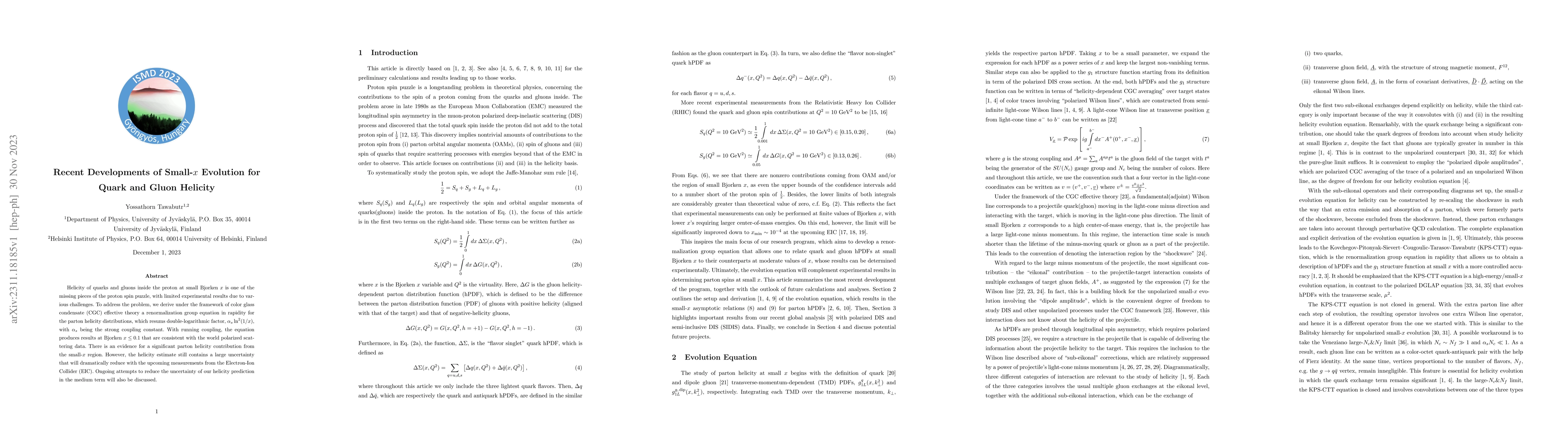 Thumbnail for Recent Developments of Small-$x$ Evolution for Quark and Gluon Helicity