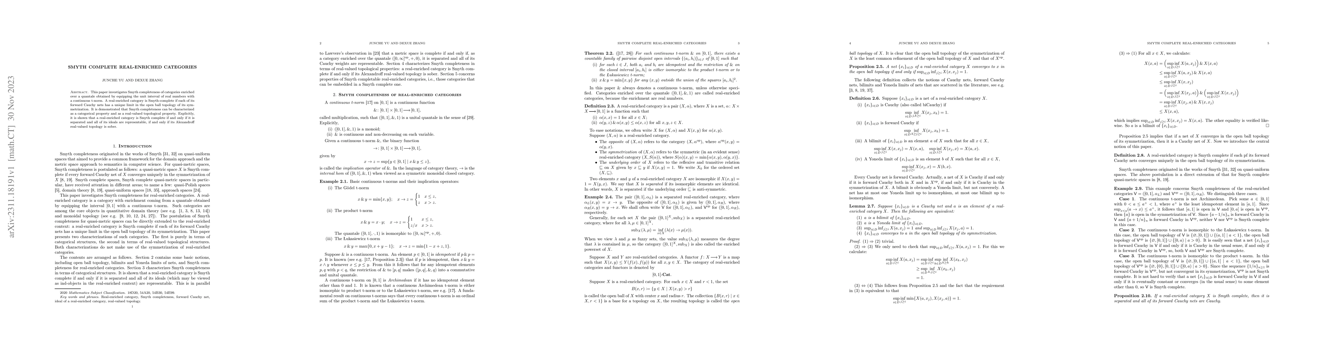 Thumbnail for Smyth complete real-enriched categories