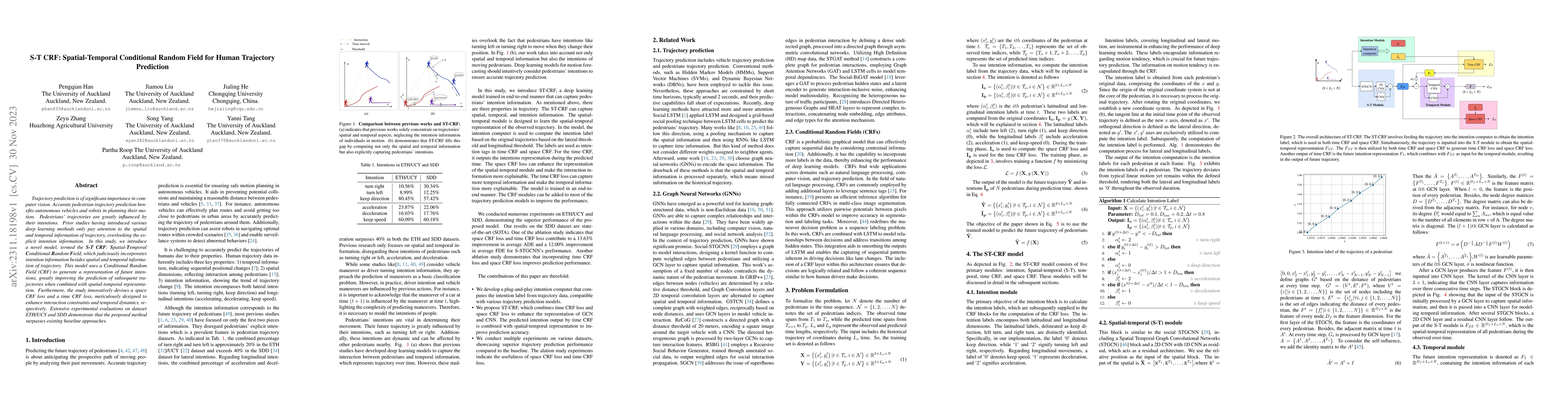 Thumbnail for S-T CRF: Spatial-Temporal Conditional Random Field for Human Trajectory
  Prediction