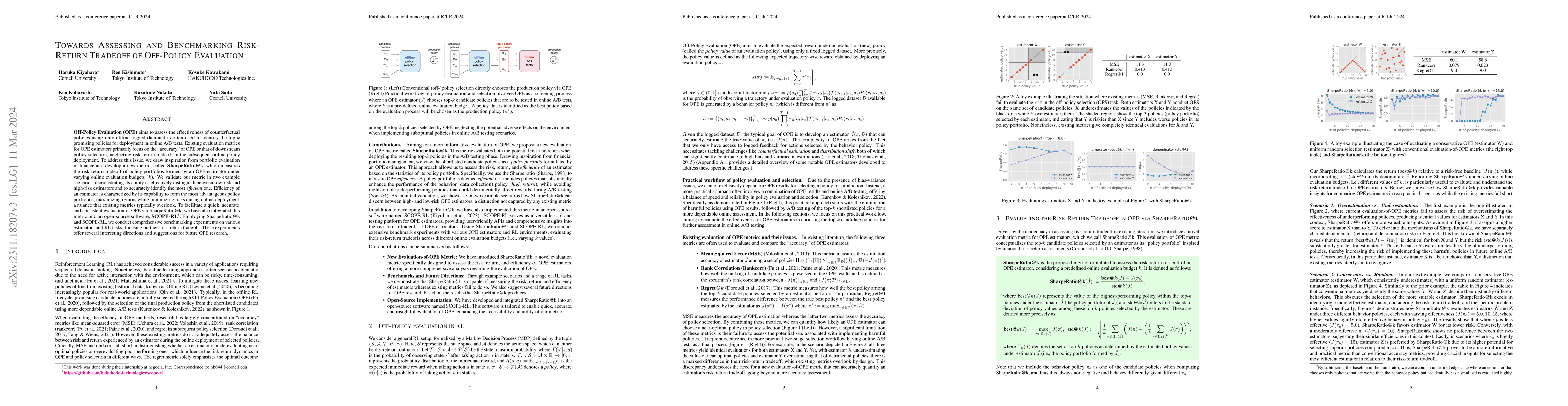 Thumbnail for Towards Assessing and Benchmarking Risk-Return Tradeoff of Off-Policy
  Evaluation