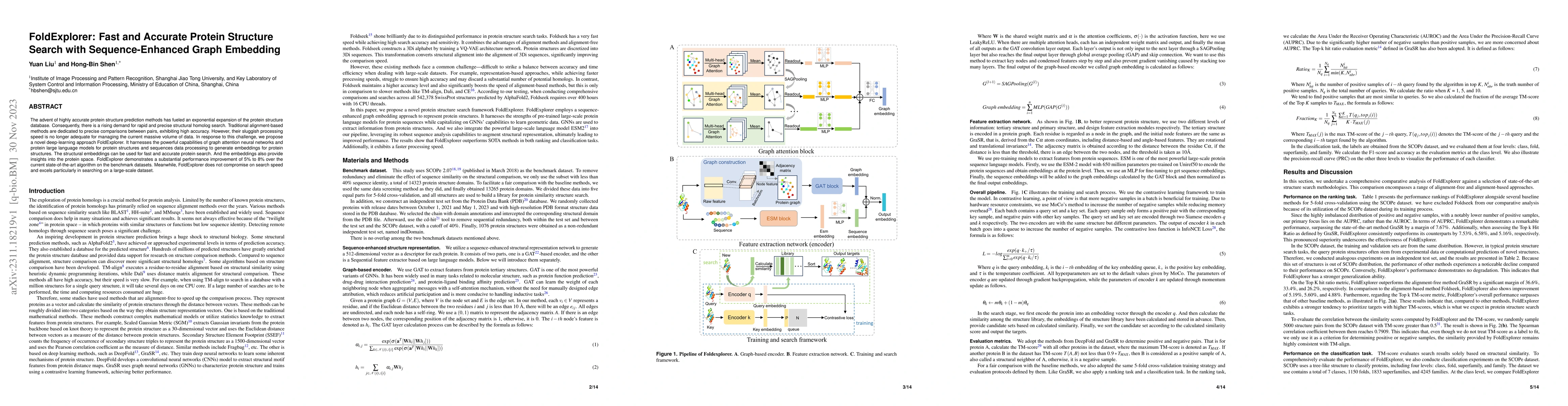 Thumbnail for FoldExplorer: Fast and Accurate Protein Structure Search with
  Sequence-Enhanced Graph Embedding
