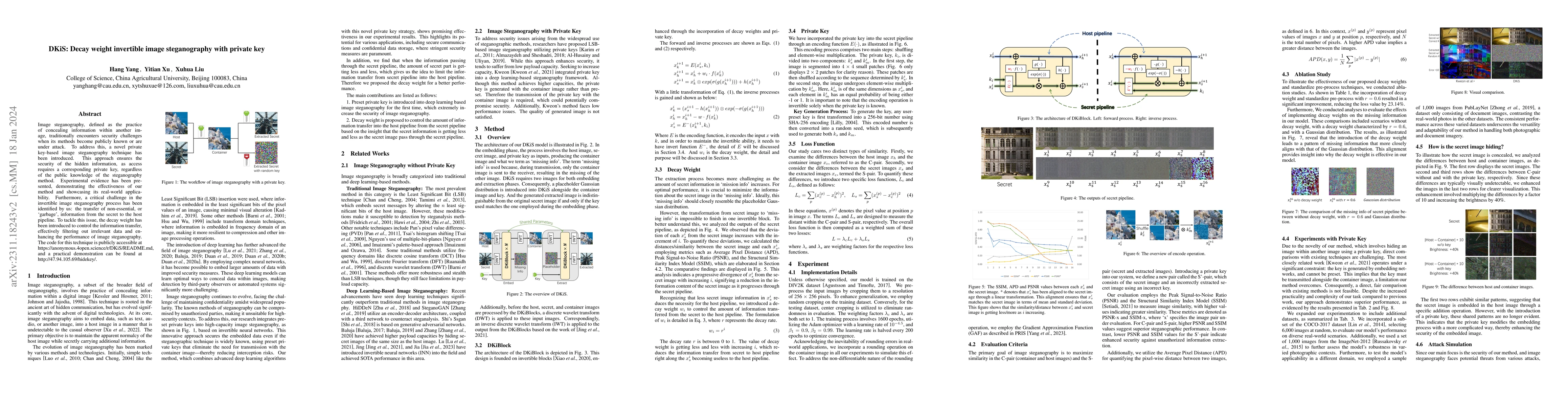Thumbnail for DKiS: Decay weight invertible image steganography with private key