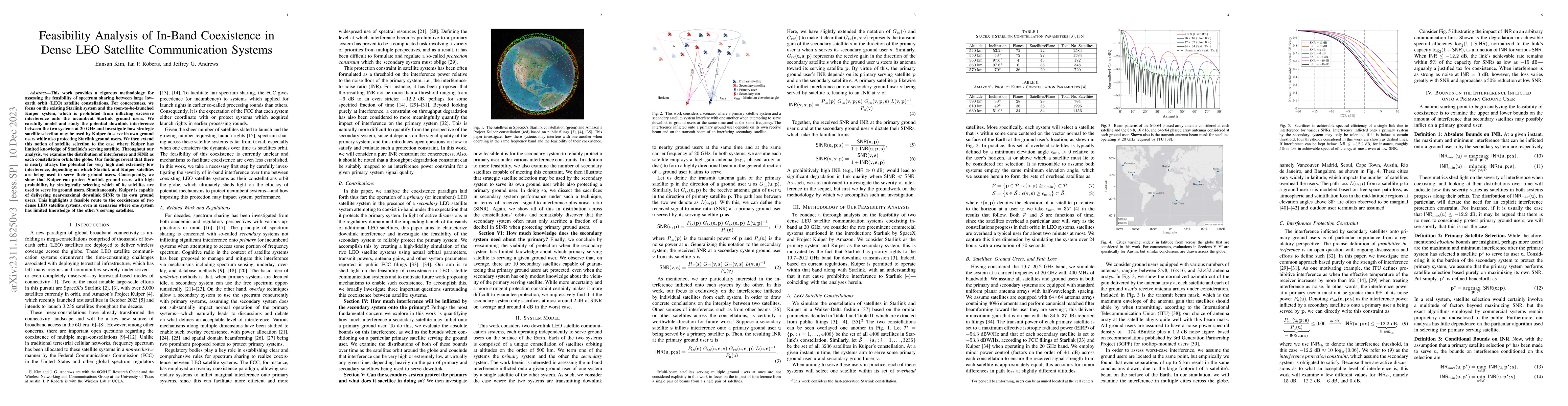 Thumbnail for Feasibility Analysis of In-Band Coexistence in Dense LEO Satellite
  Communication Systems