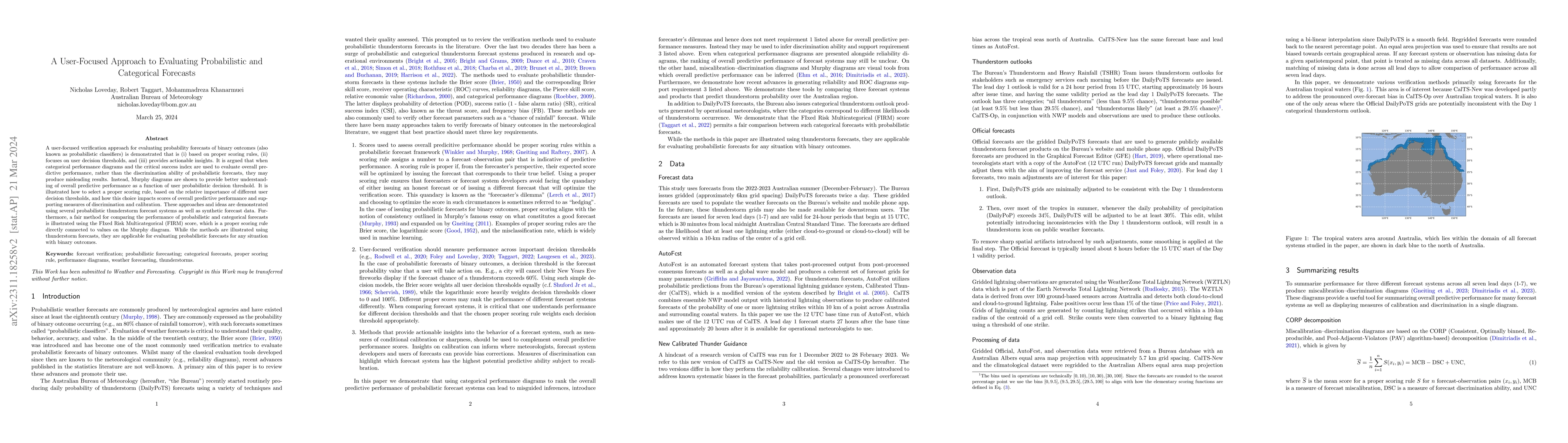 Thumbnail for A User-Focused Approach to Evaluating Probabilistic and Categorical
  Forecasts