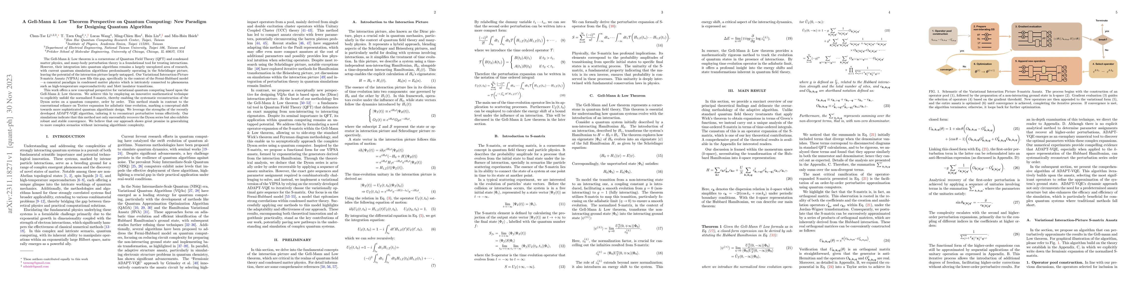 Thumbnail for A Gell-Mann & Low Theorem Perspective on Quantum Computing: New Paradigm
  for Designing Quantum Algorithm