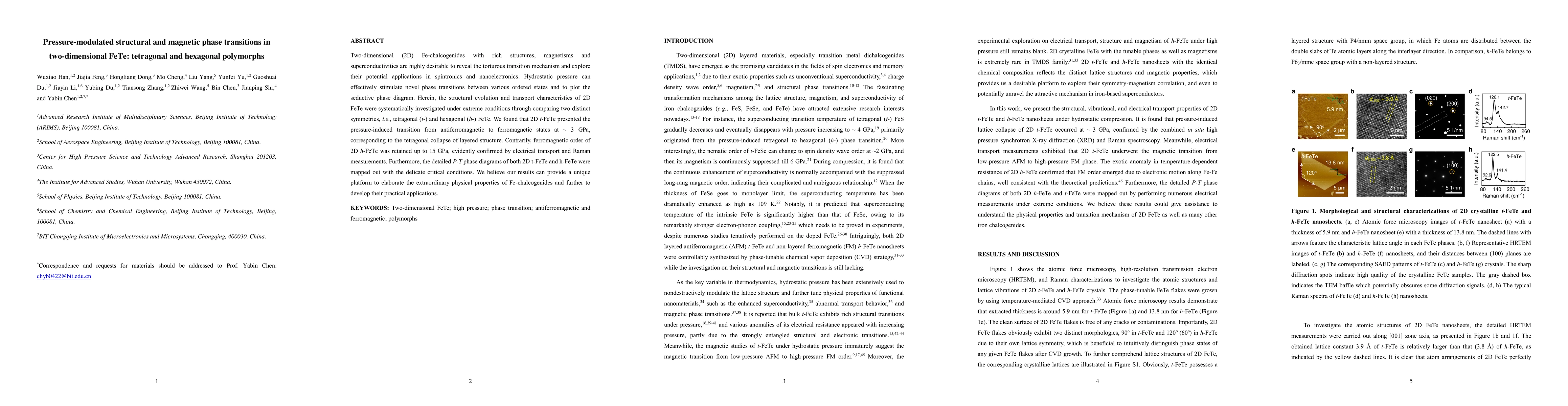 Thumbnail for Pressure-Modulated Structural and Magnetic Phase Transitions in
  Two-Dimensional FeTe: Tetragonal and Hexagonal Polymorphs