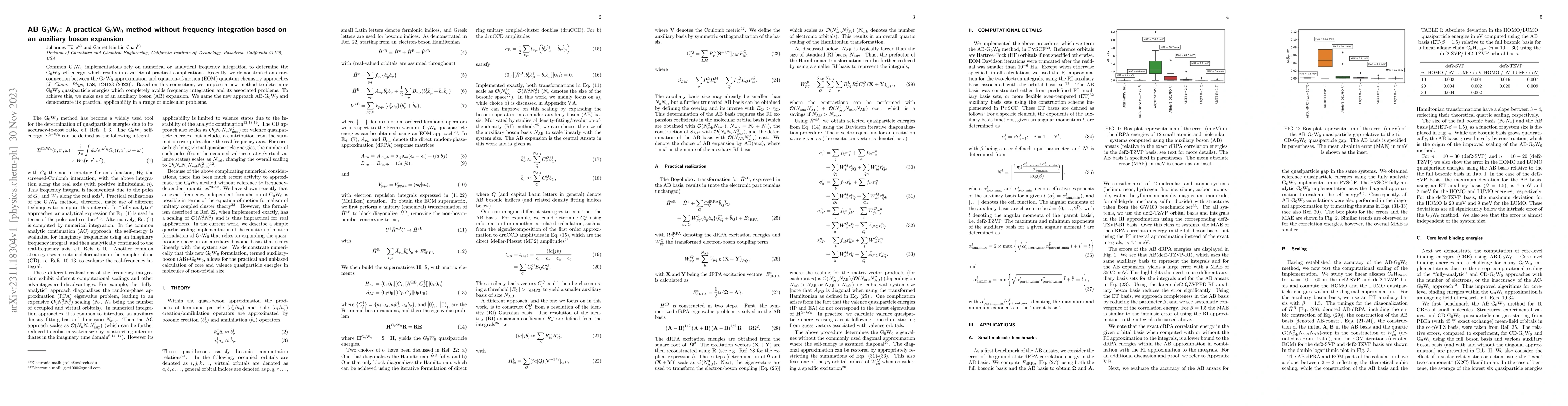 Thumbnail for AB-G$_0$W$_0$: A practical G$_0$W$_0$ method without frequency
  integration based on an auxiliary boson expansion