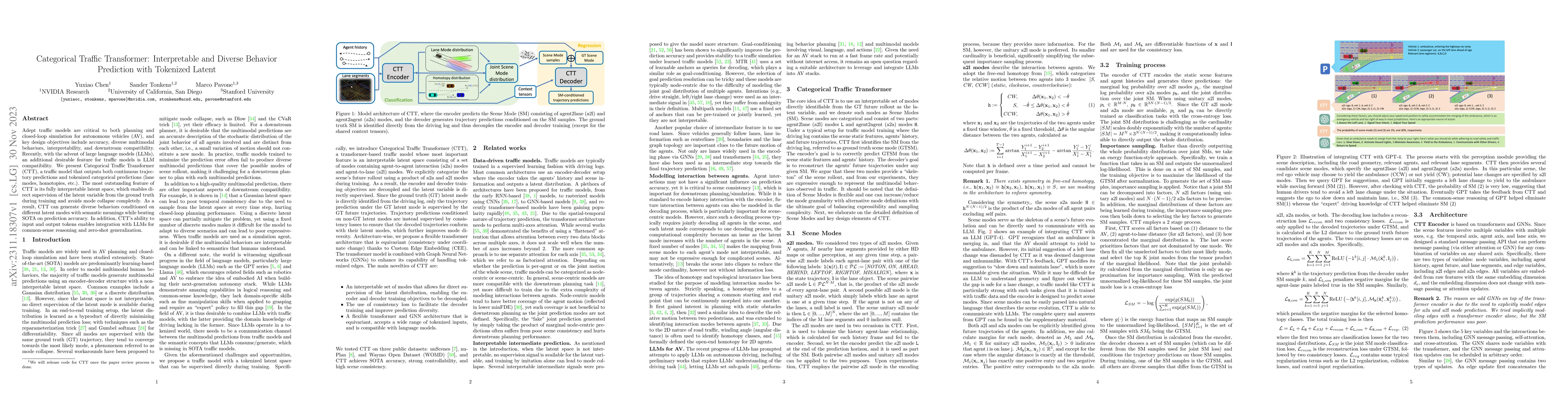 Thumbnail for Categorical Traffic Transformer: Interpretable and Diverse Behavior
  Prediction with Tokenized Latent