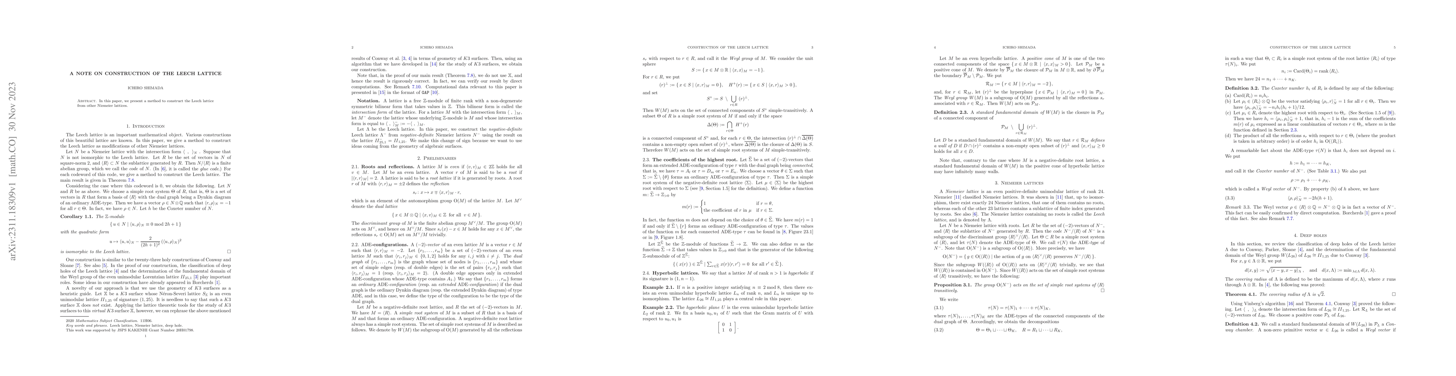 Thumbnail for A note on construction of the Leech lattice
