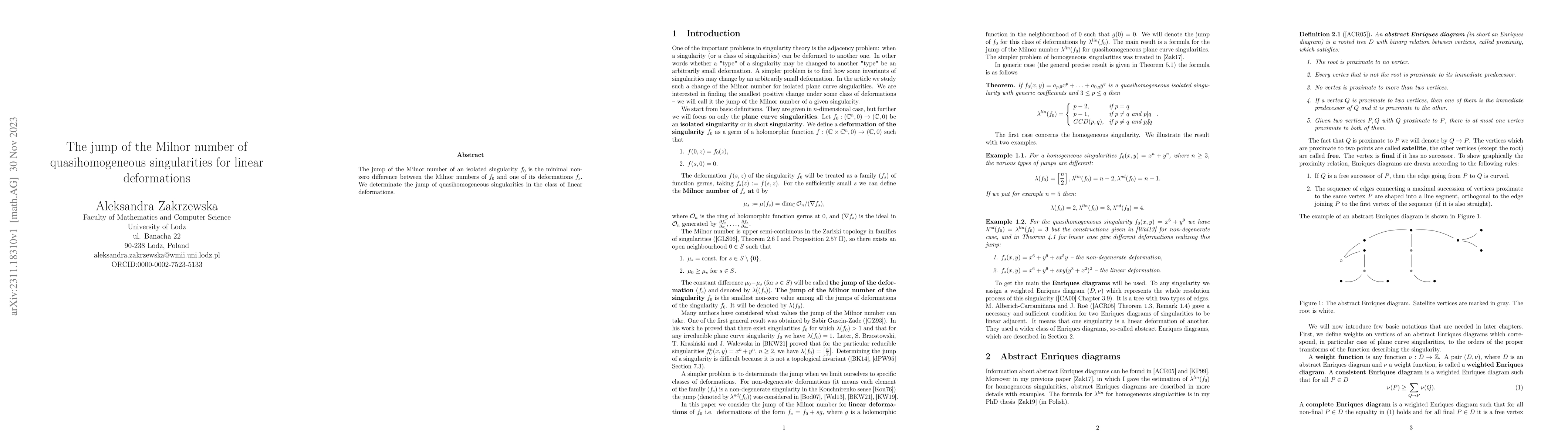 Thumbnail for The jump of the Milnor number of quasihomogeneous singularities for
  linear deformations