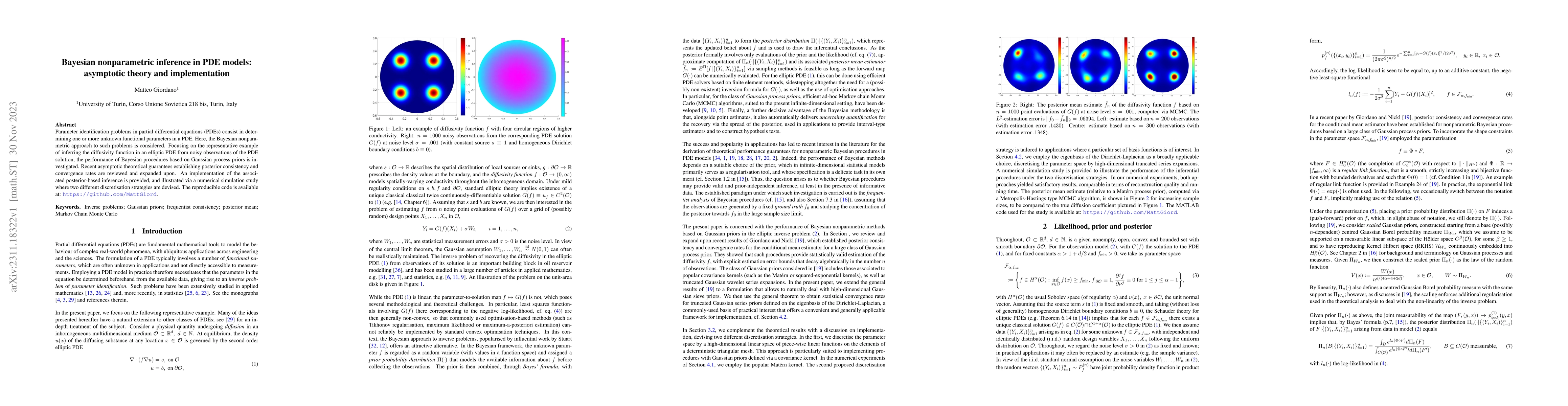Thumbnail for Bayesian nonparametric inference in PDE models: asymptotic theory and
  implementation