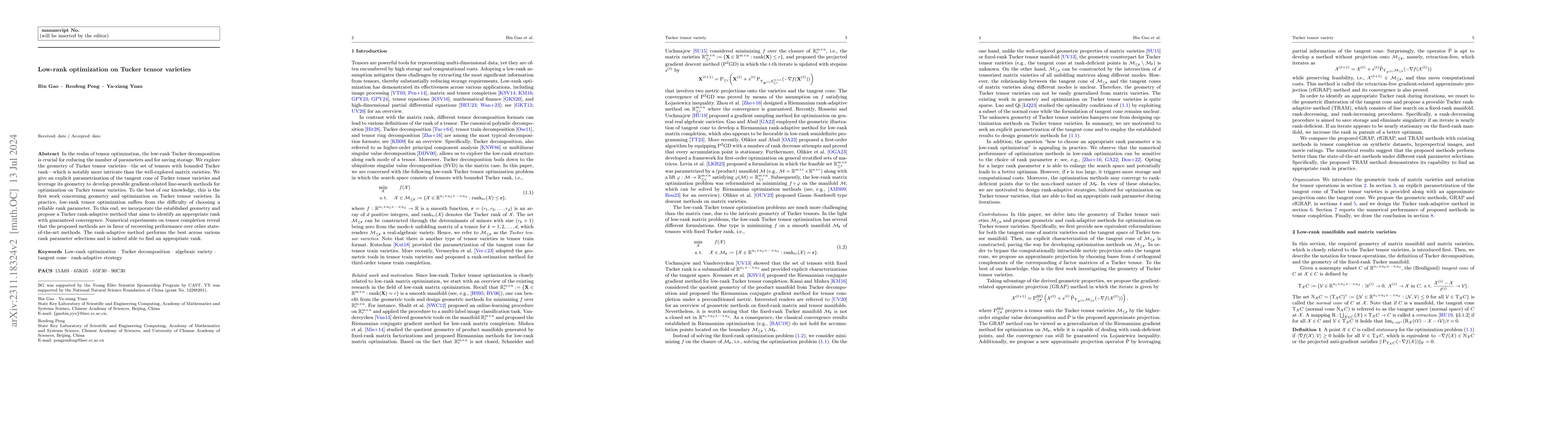 Thumbnail for Low-rank optimization on Tucker tensor varieties