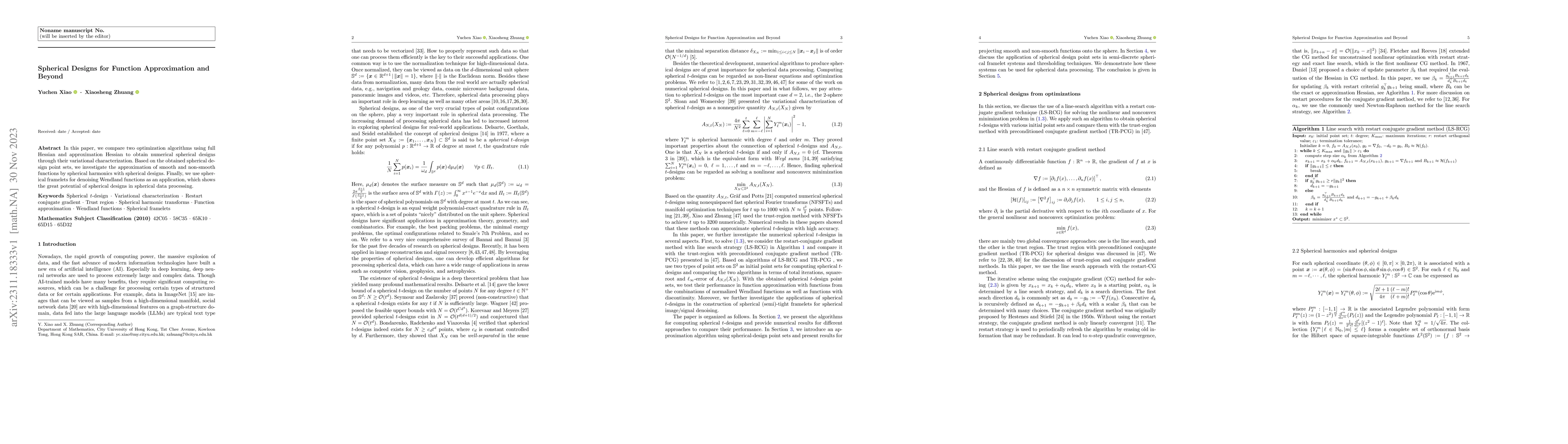 Thumbnail for Spherical Designs for Function Approximation and Beyond