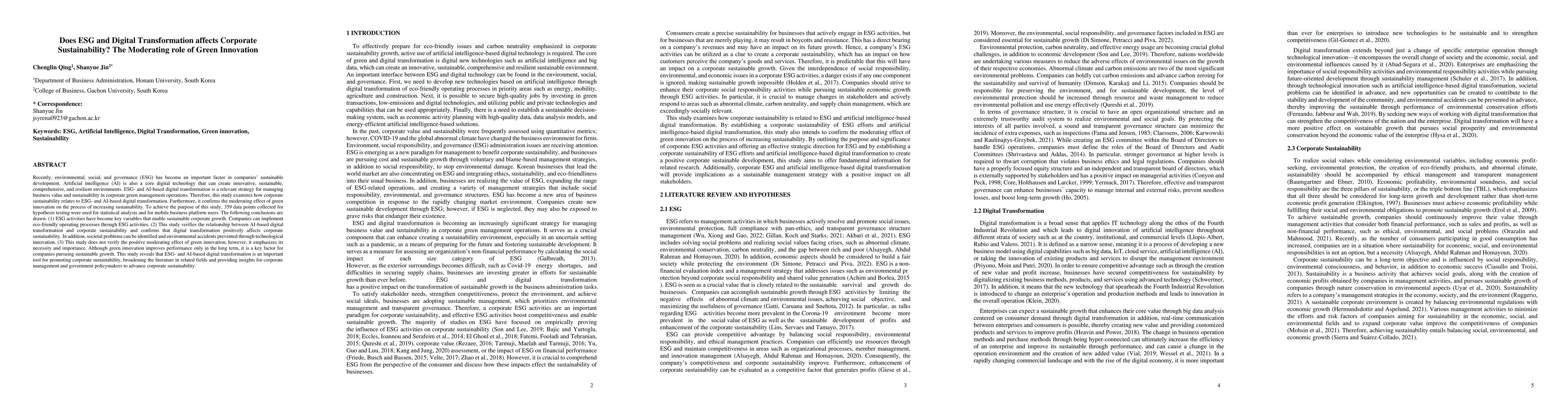 Thumbnail for Does ESG and Digital Transformation affects Corporate Sustainability?
  The Moderating role of Green Innovation