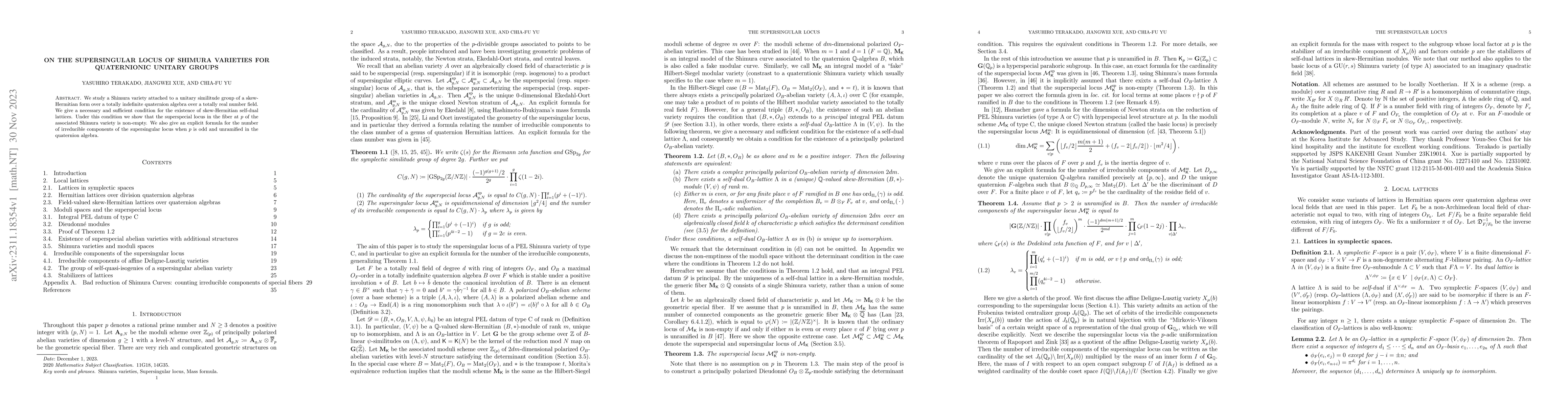 Thumbnail for On the supersingular locus of Shimura varieties for quaternionic unitary
  groups