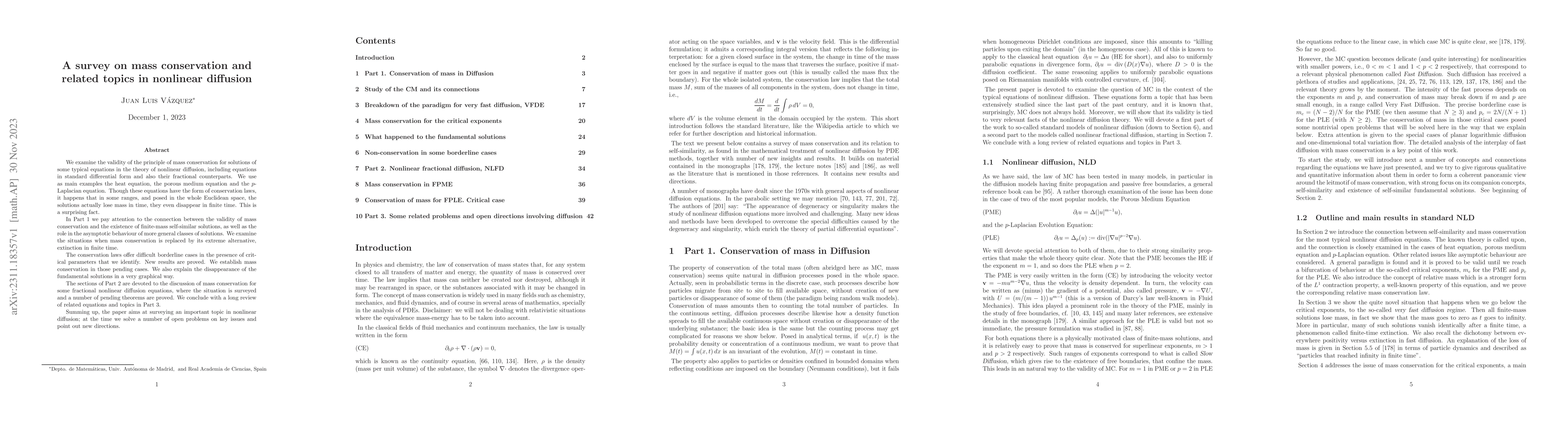 Thumbnail for A survey on mass conservation and related topics in nonlinear diffusion