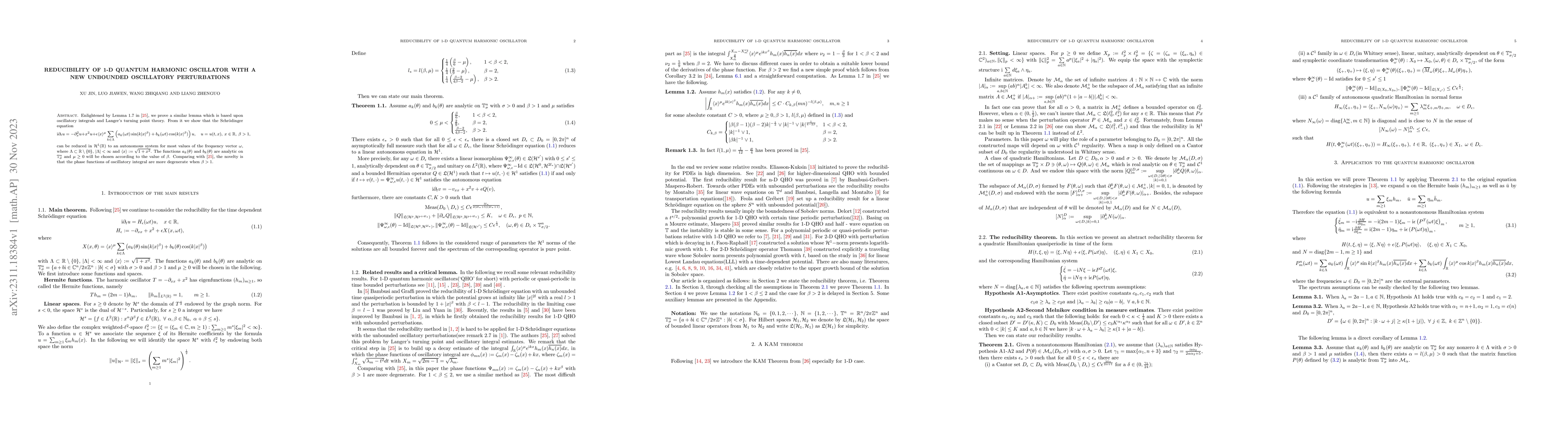 Thumbnail for Reducibility of 1-D quantum harmonic oscillator with new unbounded
  oscillatory perturbations