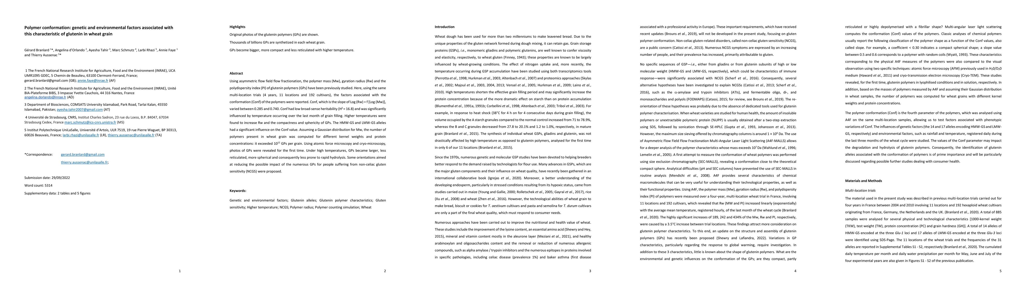 Thumbnail for Polymer conformation: genetic and environmental factors associated with
  this characteristic of glutenin in wheat grain