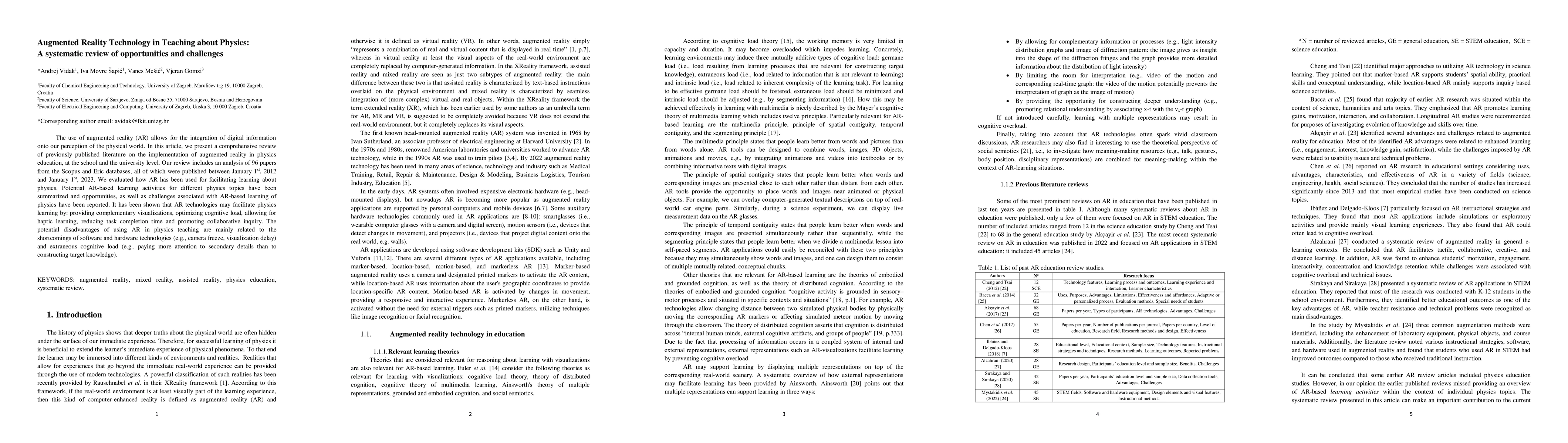 Thumbnail for Augmented Reality Technology in Teaching about Physics: A systematic
  review of opportunities and challenges