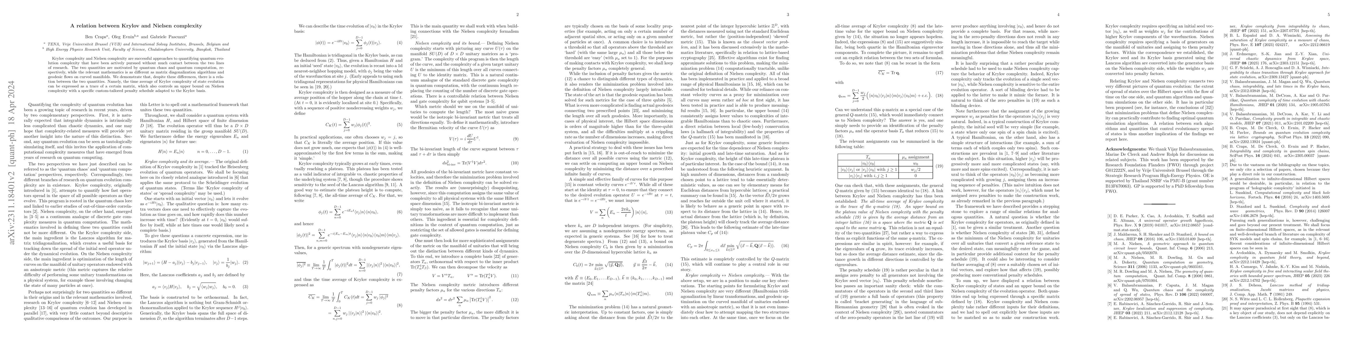 Thumbnail for A relation between Krylov and Nielsen complexity