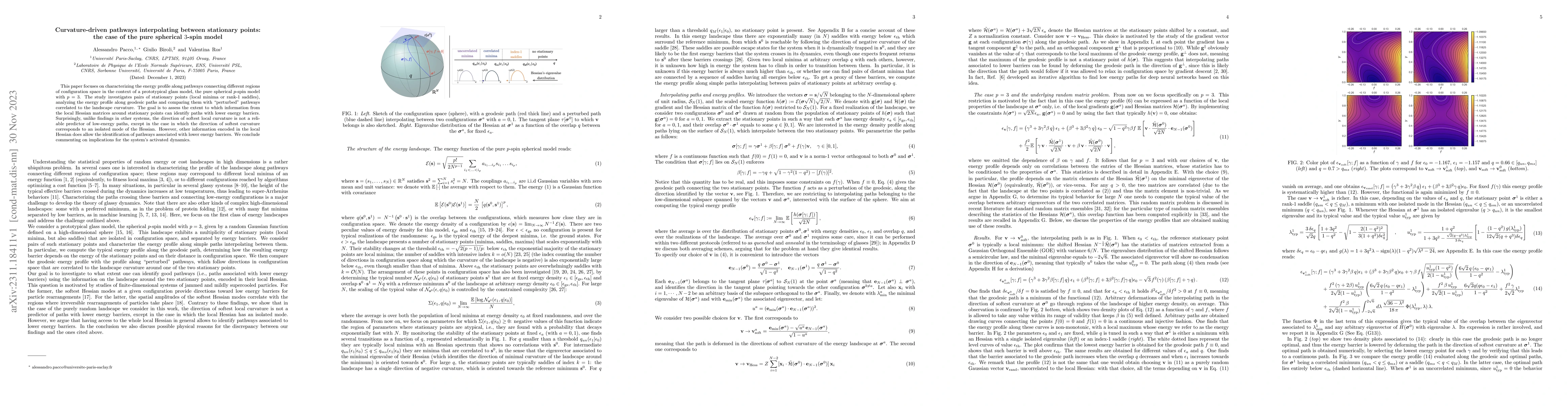Thumbnail for Curvature-driven pathways interpolating between stationary points: the
  case of the pure spherical 3-spin model