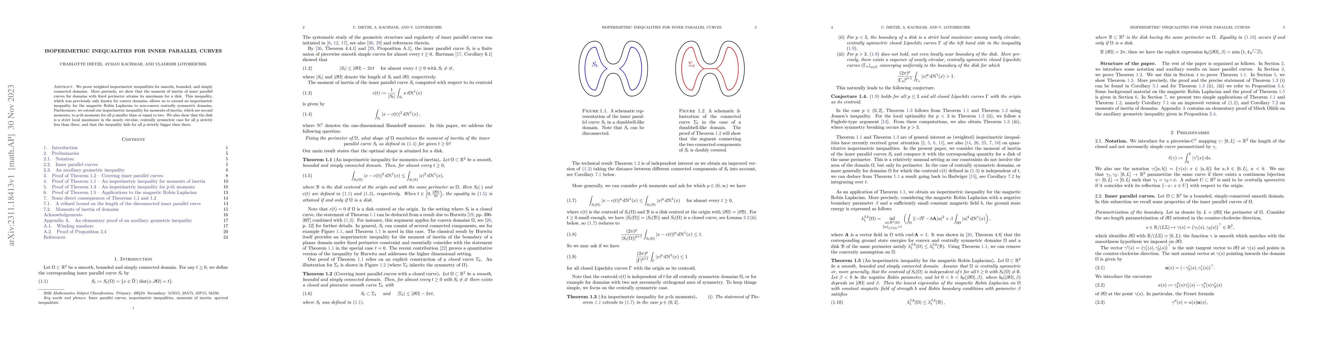 Thumbnail for Isoperimetric inequalities for inner parallel curves