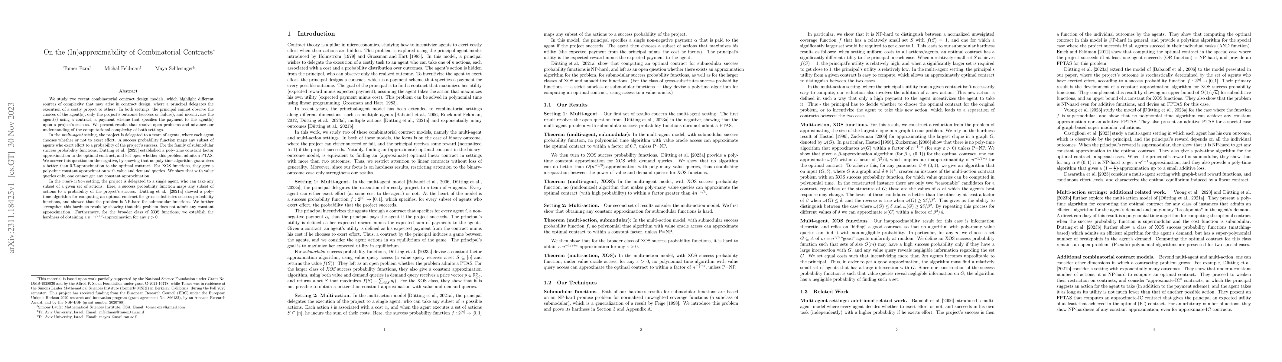 Thumbnail for On the (In)approximability of Combinatorial Contracts