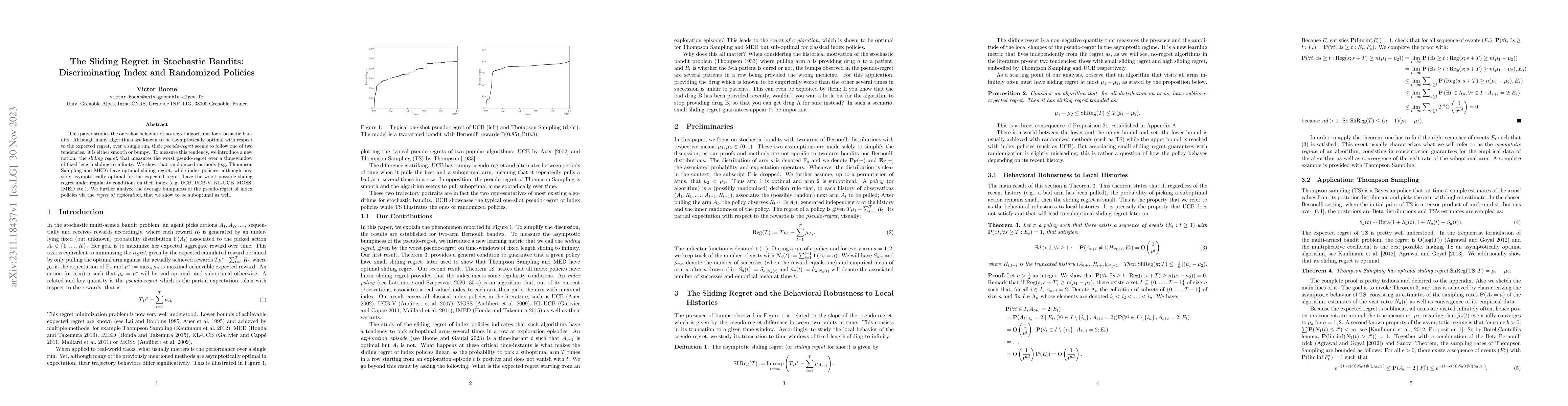 Thumbnail for The Sliding Regret in Stochastic Bandits: Discriminating Index and
  Randomized Policies