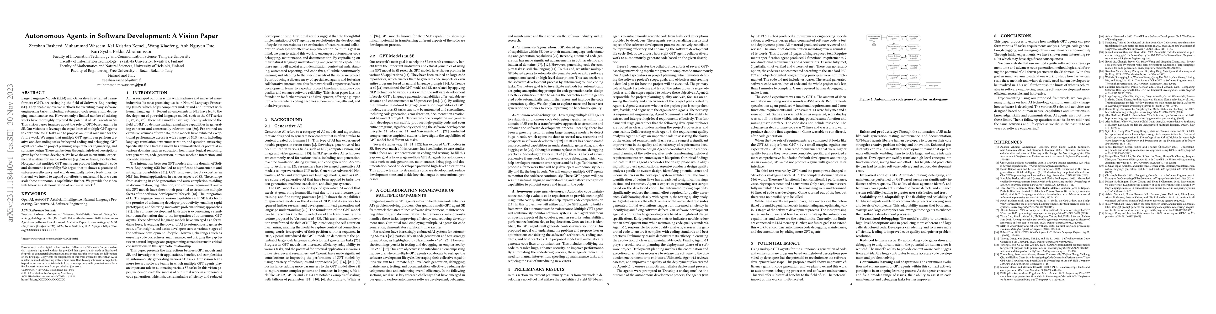 Thumbnail for Autonomous Agents in Software Development: A Vision Paper