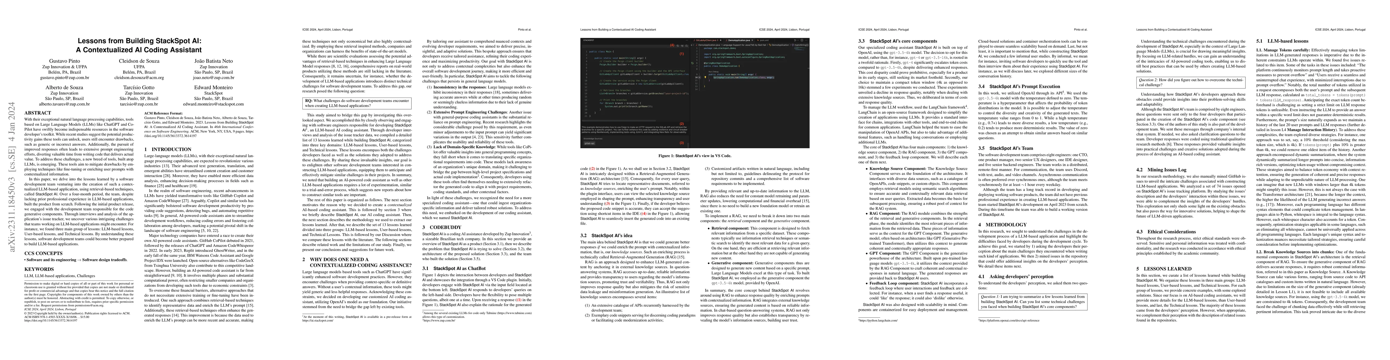 Thumbnail for Lessons from Building StackSpot AI: A Contextualized AI Coding Assistant