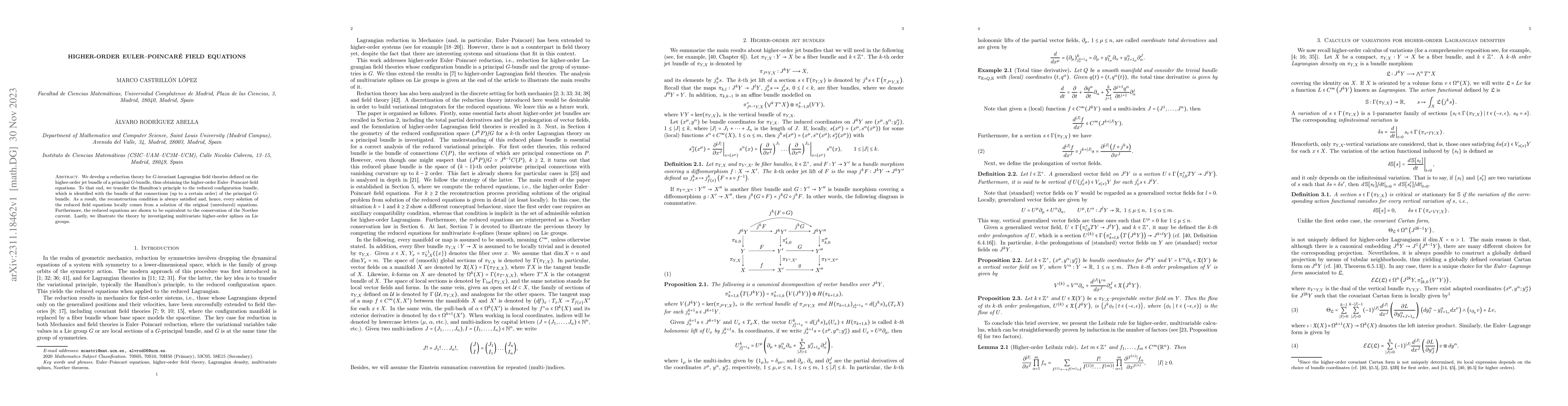Thumbnail for Higher-order Euler-Poincar\'e field equations