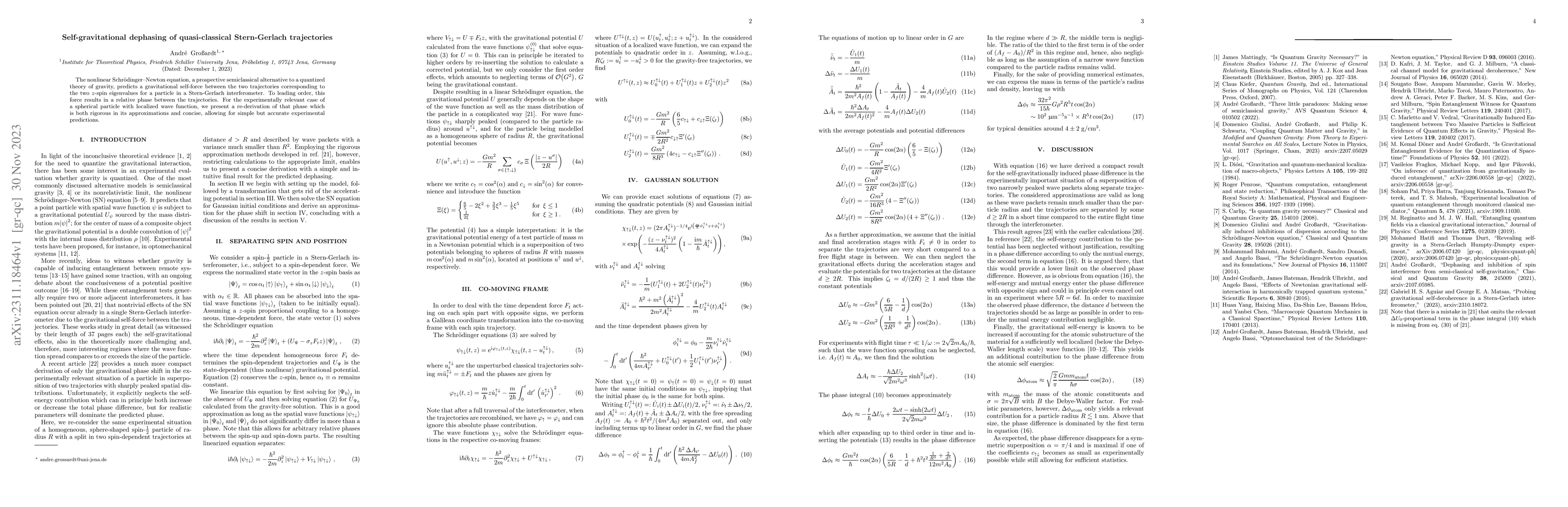 Thumbnail for Self-gravitational dephasing of quasi-classical Stern-Gerlach
  trajectories