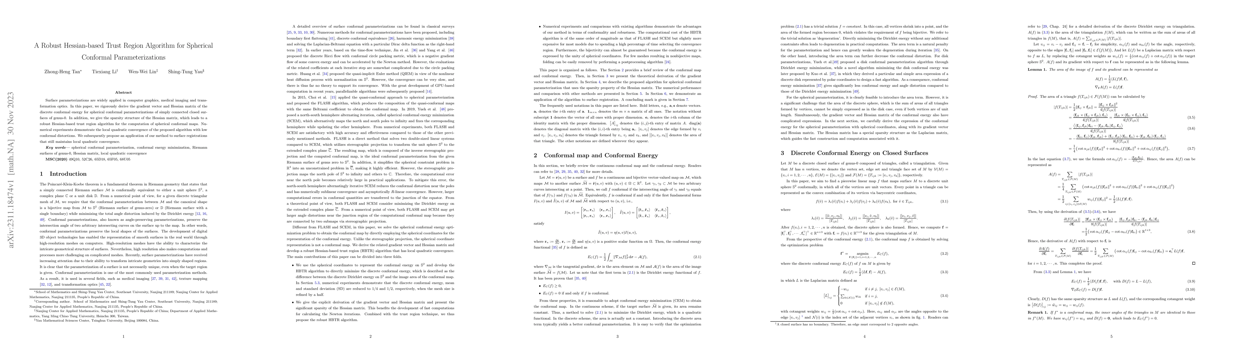 Thumbnail for A Robust Hessian-based Trust Region Algorithm for Spherical Conformal
  Parameterizations