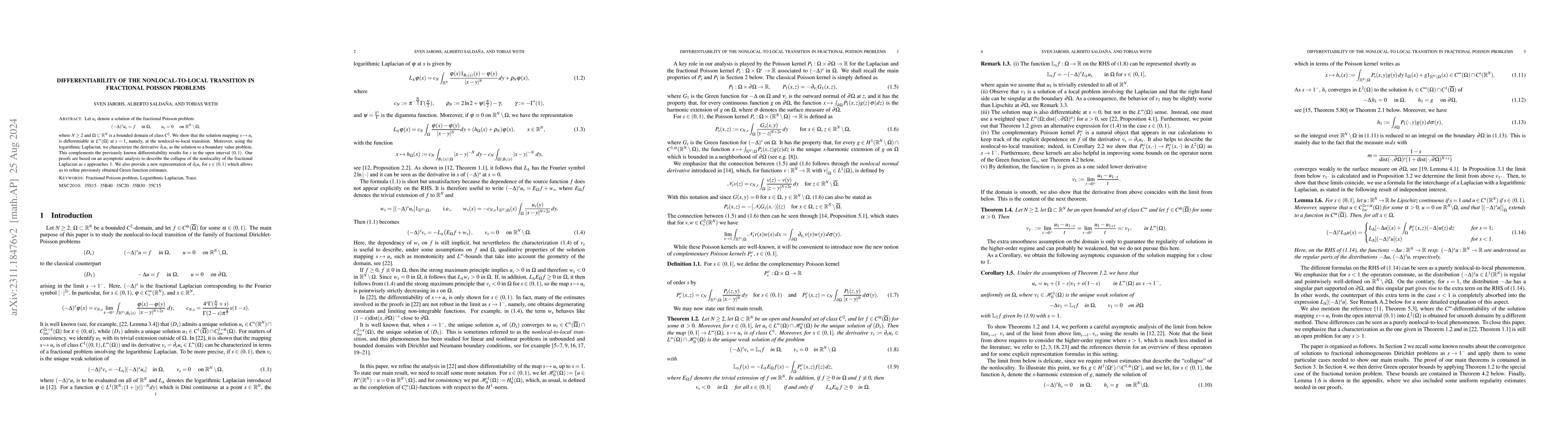 Thumbnail for Differentiability of the nonlocal-to-local transition in fractional
  Poisson problems