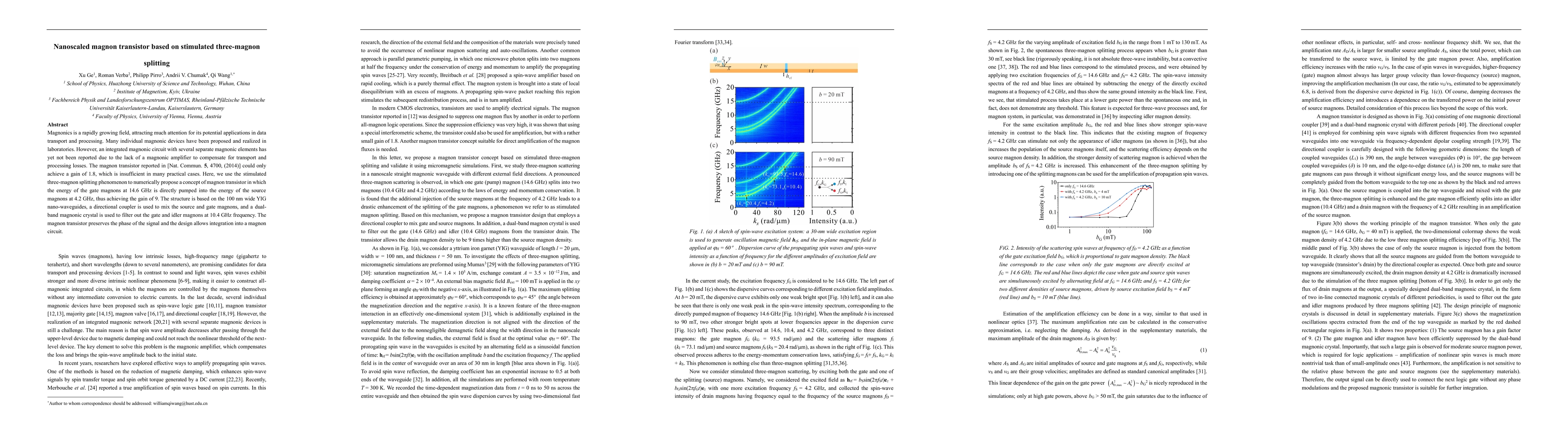 Thumbnail for Nanoscaled magnon transistor based on stimulated three-magnon splitting