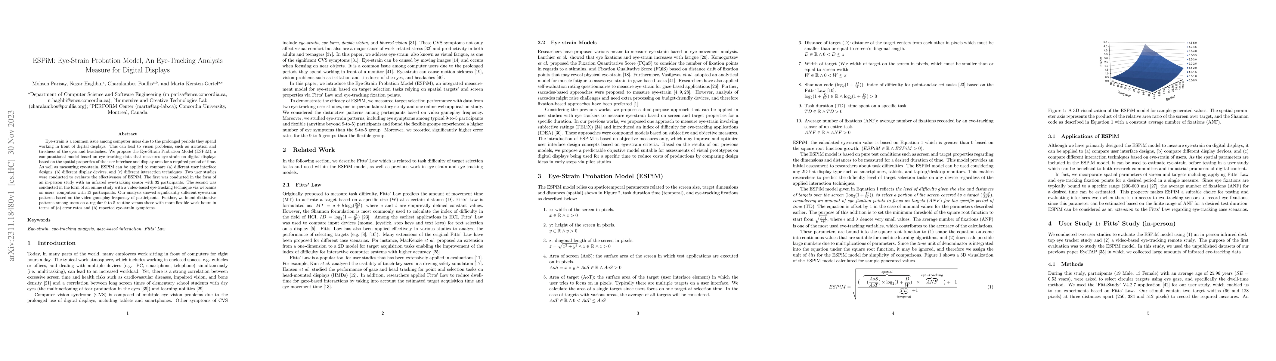 Thumbnail for ESPiM: Eye-Strain Probation Model, An Eye-Tracking Analysis Measure for
  Digital Displays