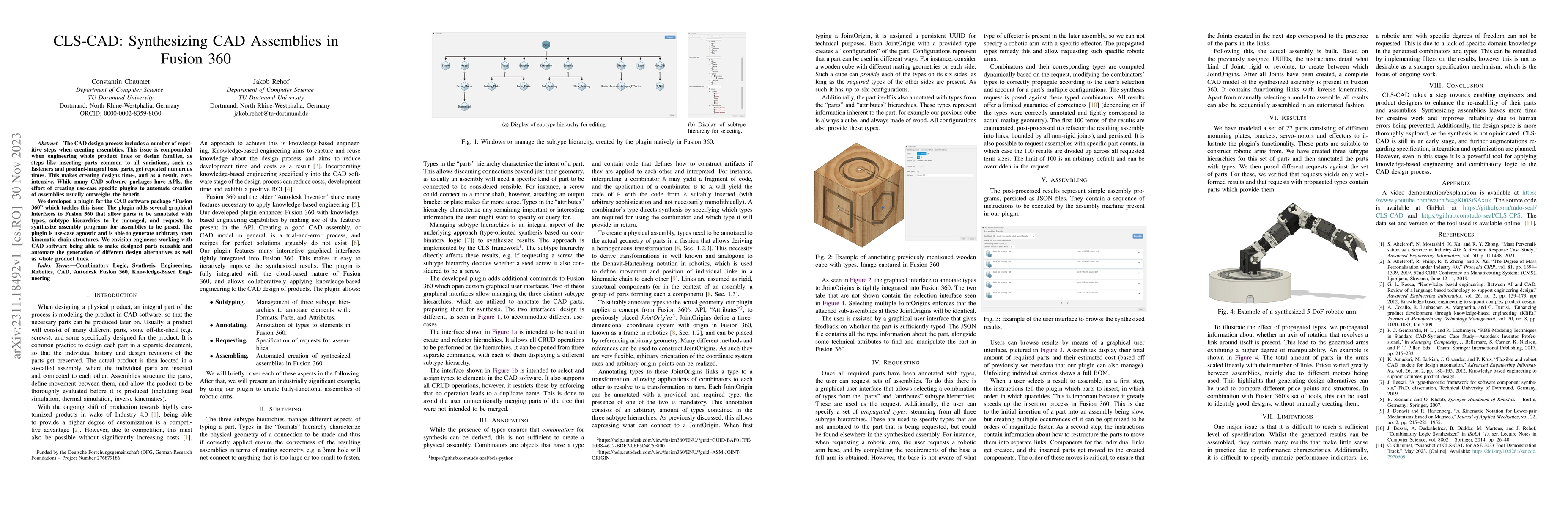 Thumbnail for CLS-CAD: Synthesizing CAD Assemblies in Fusion 360