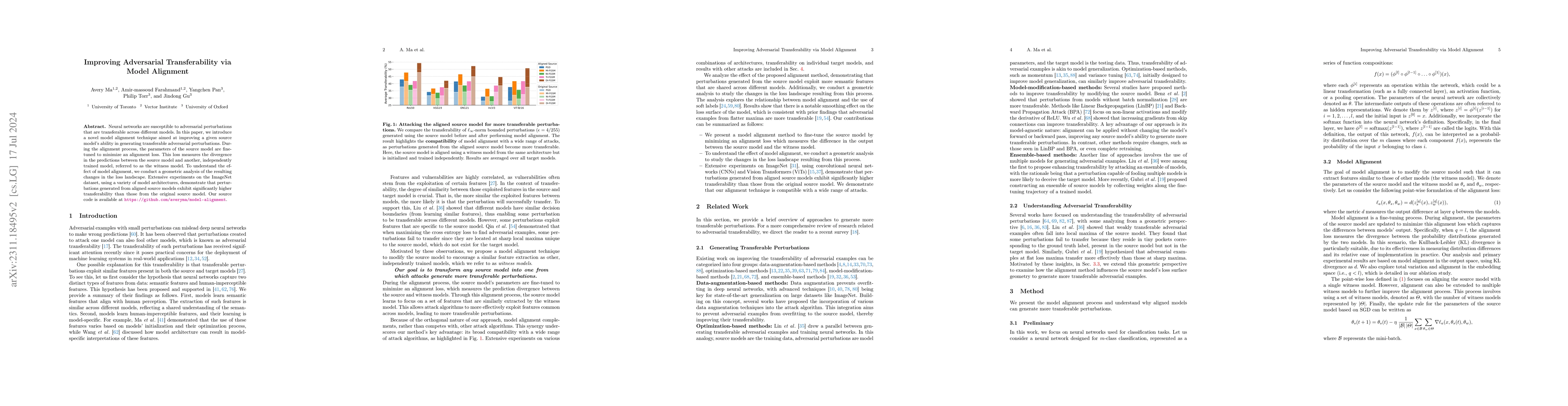 Thumbnail for Improving Adversarial Transferability via Model Alignment